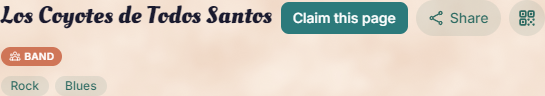 Claim this page button on an artist profile