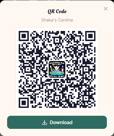 QR code dialog for sharing a page